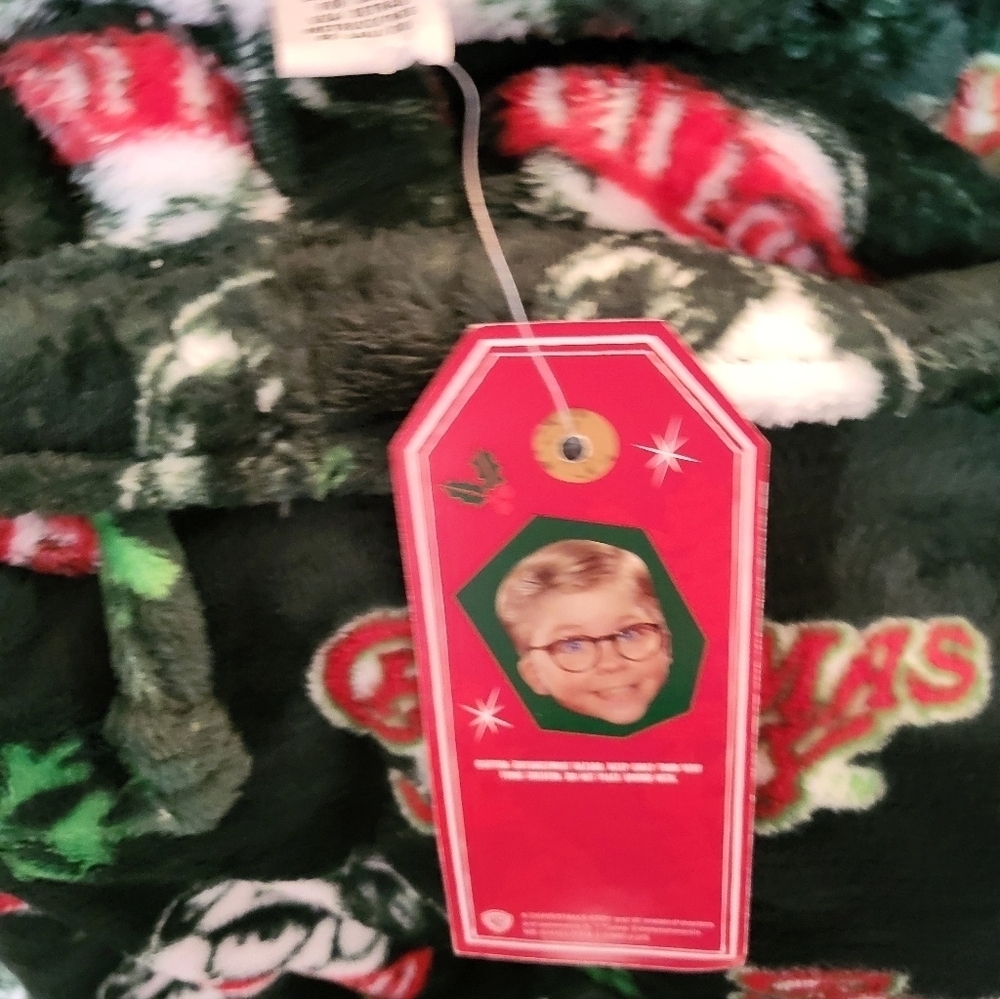 NWT A Christmas Story Unisex Green Fleece Pajama Pants Size L - Picture 3 of 6